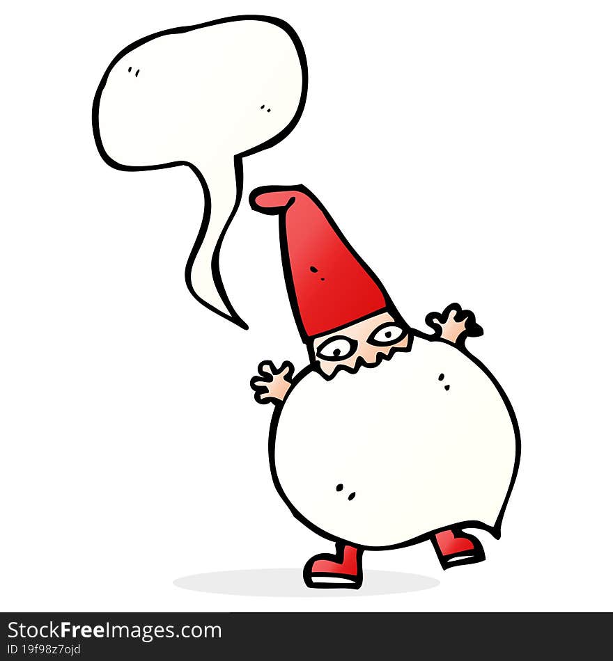 cartoon tiny santa with speech bubble