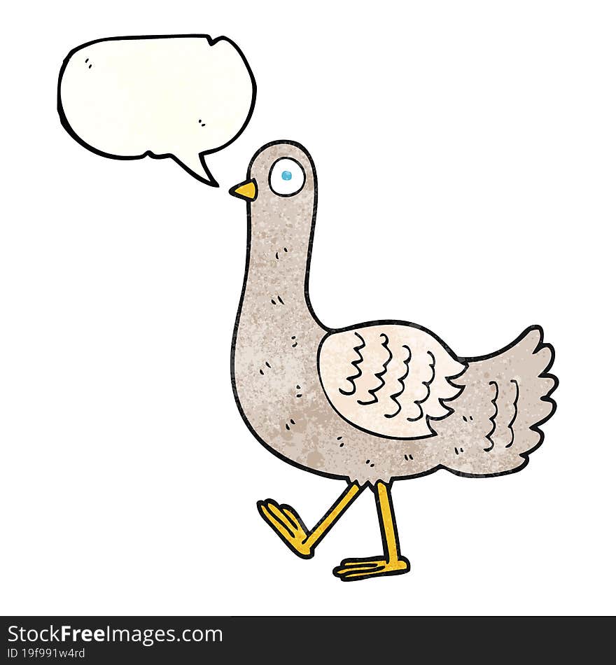 speech bubble textured cartoon pigeon