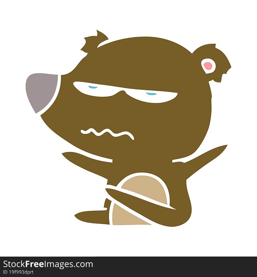 angry bear flat color style cartoon