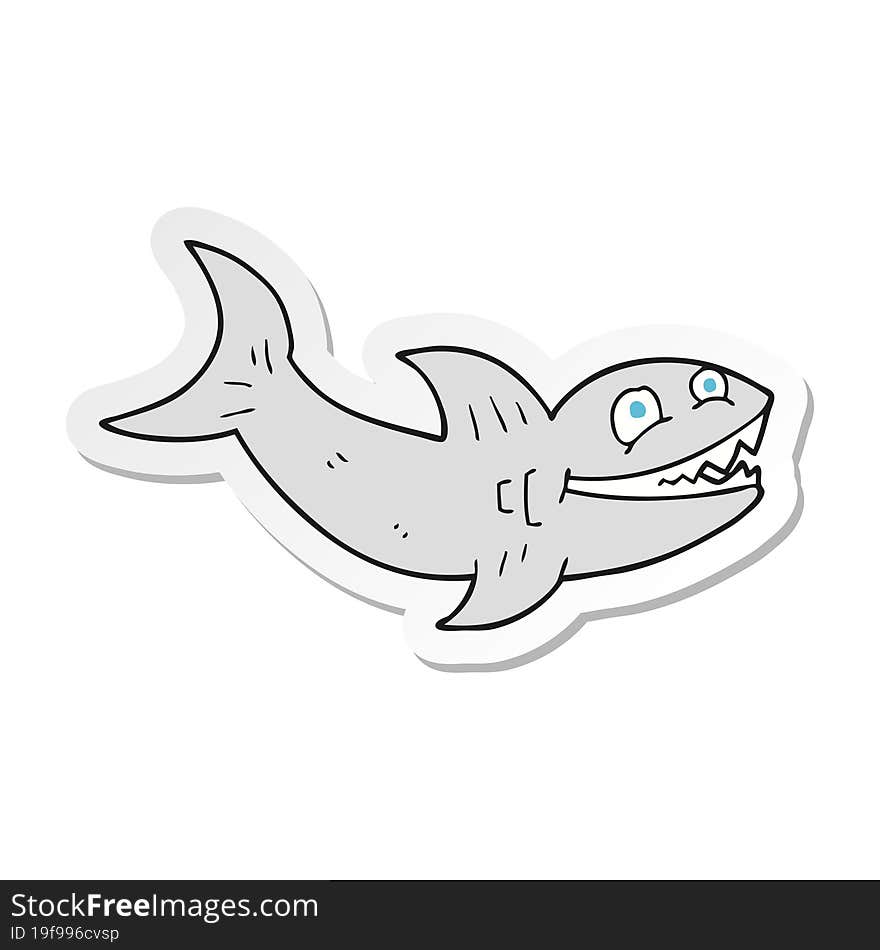 sticker of a cartoon shark