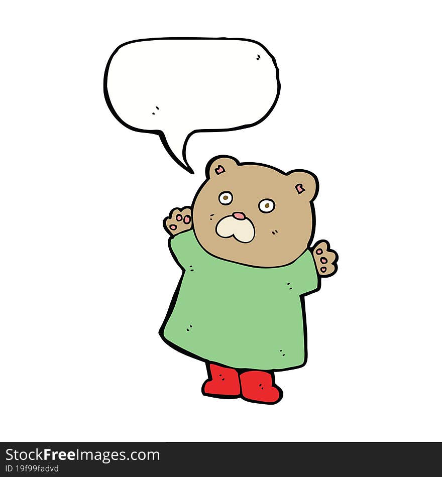 Funny Cartoon Bear With Speech Bubble