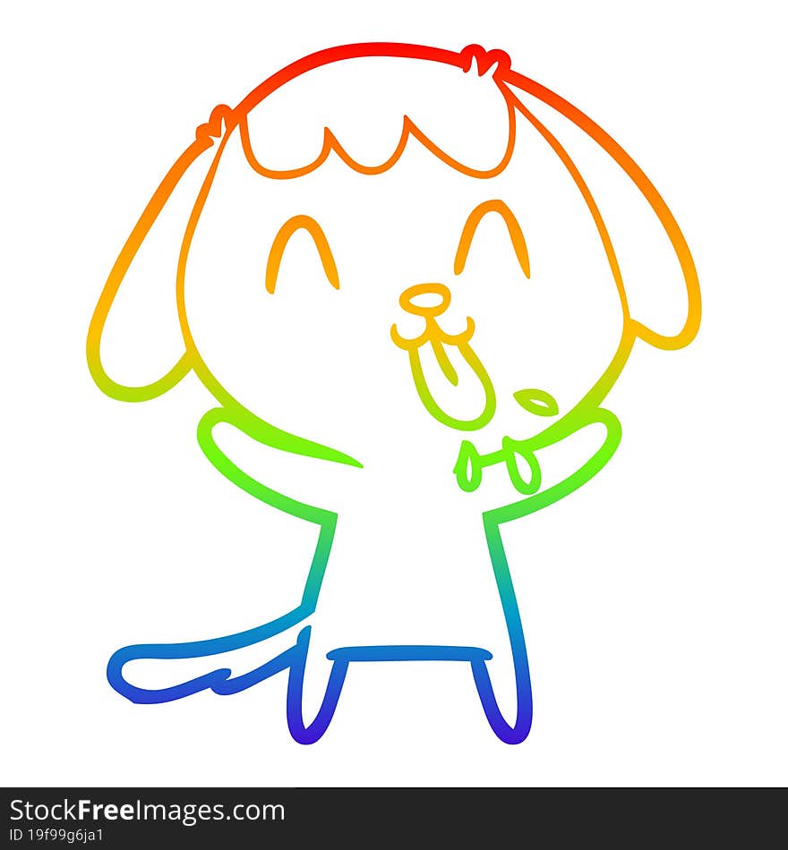 Rainbow Gradient Line Drawing Cute Cartoon Dog