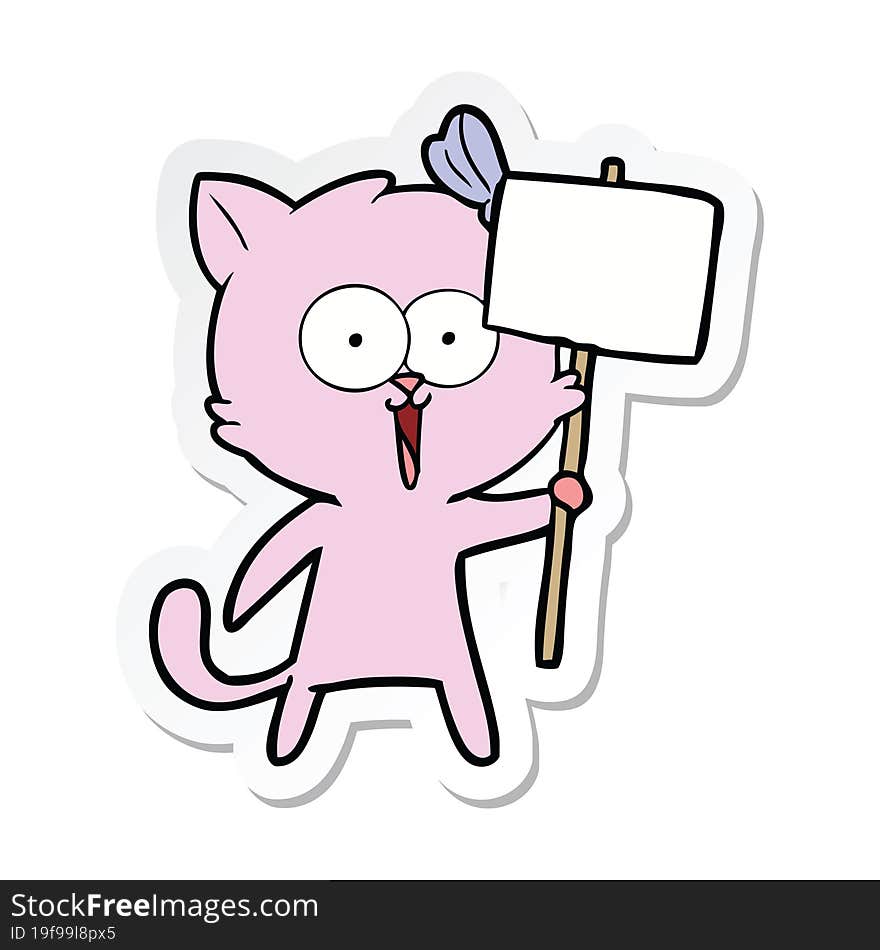 Sticker Of A Cartoon Cat