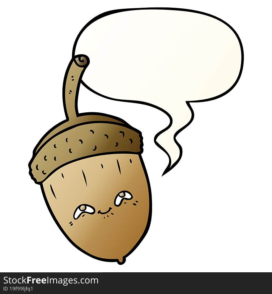 cartoon acorn and speech bubble in smooth gradient style