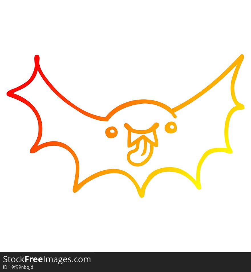 warm gradient line drawing cartoon vampire bat