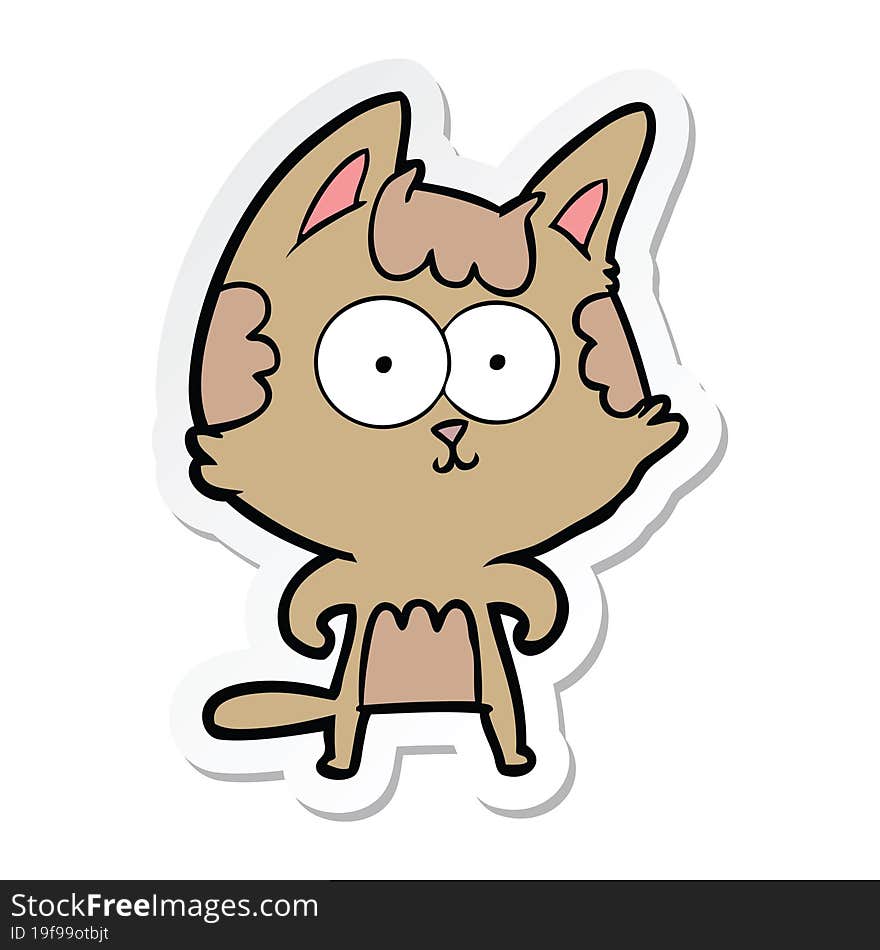 sticker of a happy cartoon cat