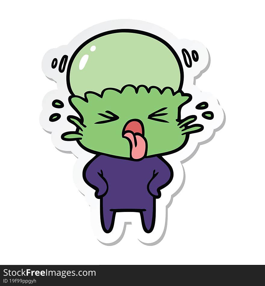 Sticker Of A Weird Cartoon Alien