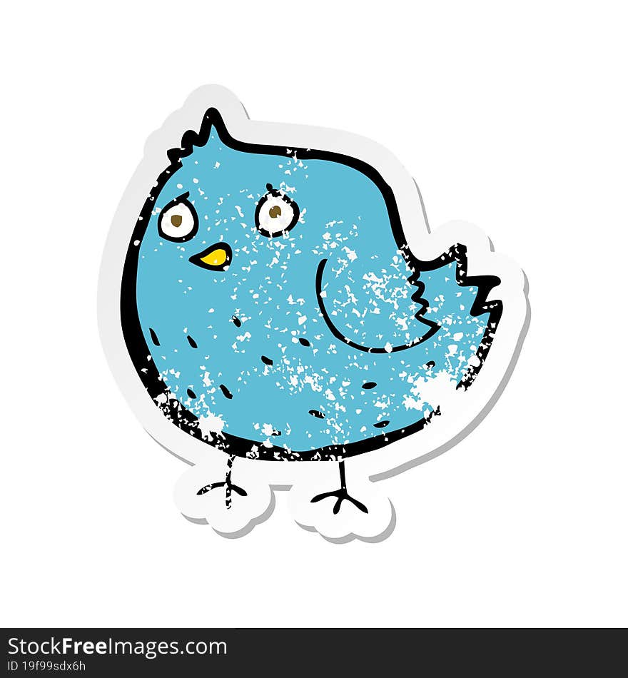 Retro Distressed Sticker Of A Cartoon Bird