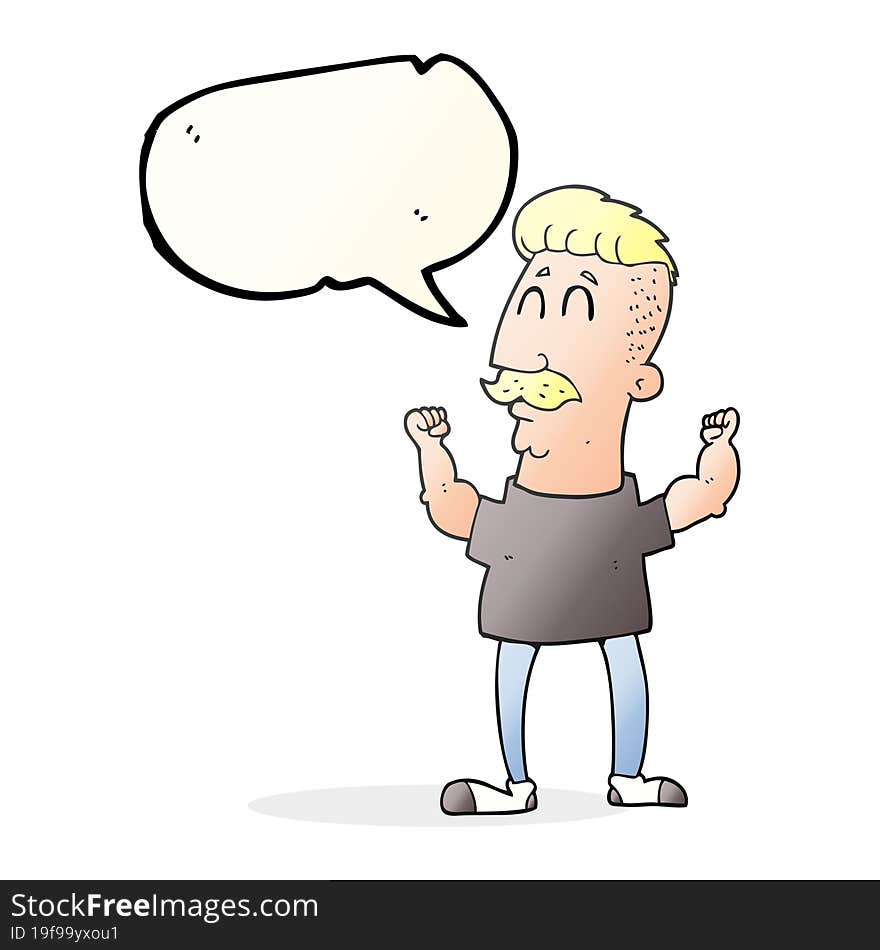 speech bubble cartoon celebrating man