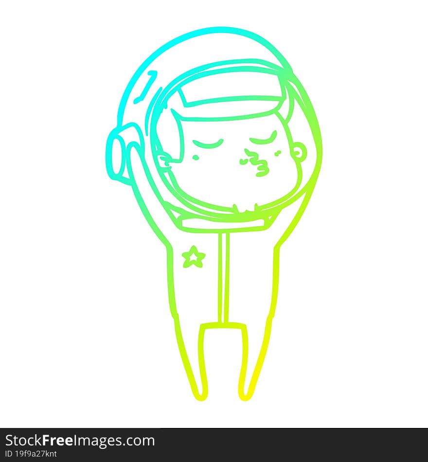 cold gradient line drawing cartoon confident astronaut