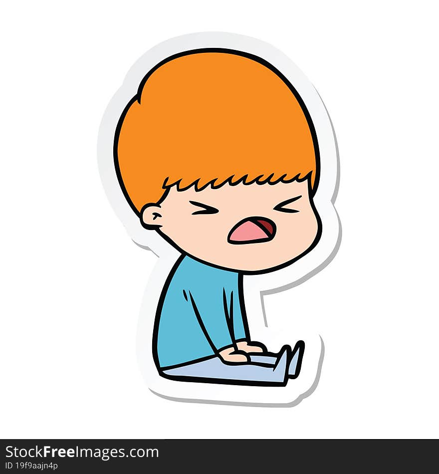 sticker of a cartoon stressed man