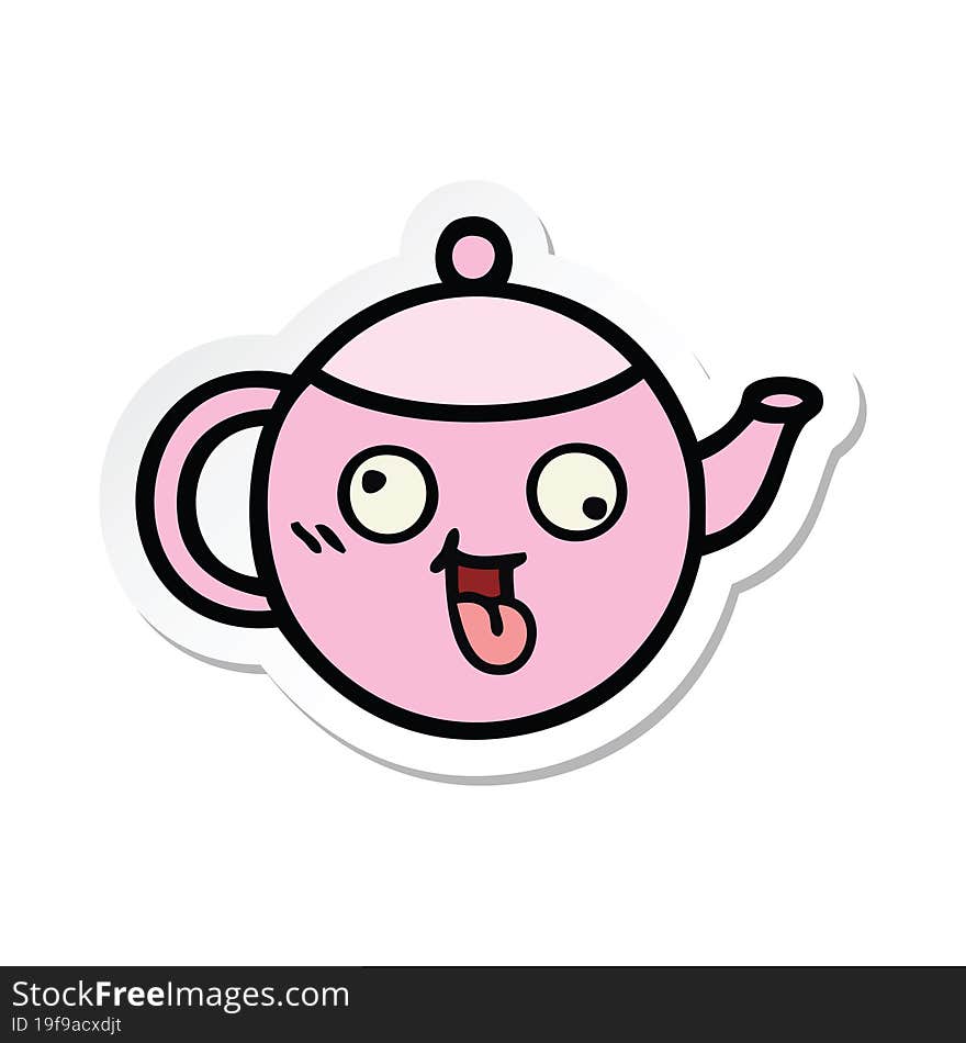 Sticker Of A Cute Cartoon Teapot