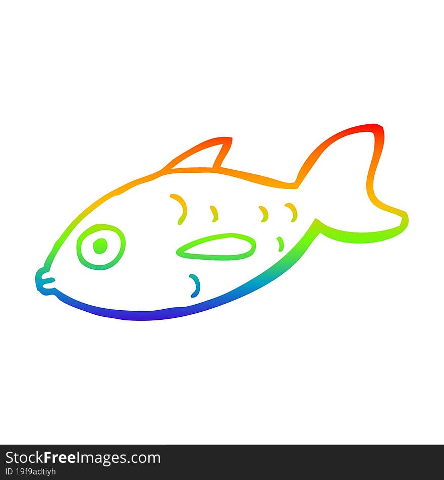 rainbow gradient line drawing cartoon fish