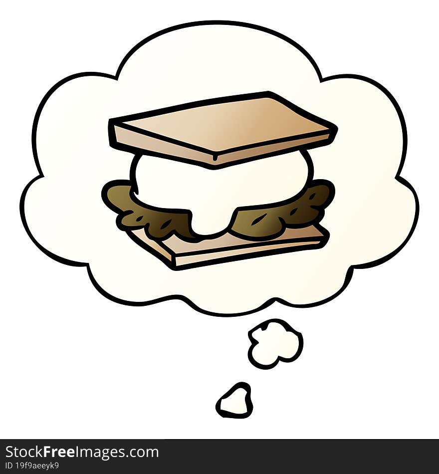 smore cartoon and thought bubble in smooth gradient style