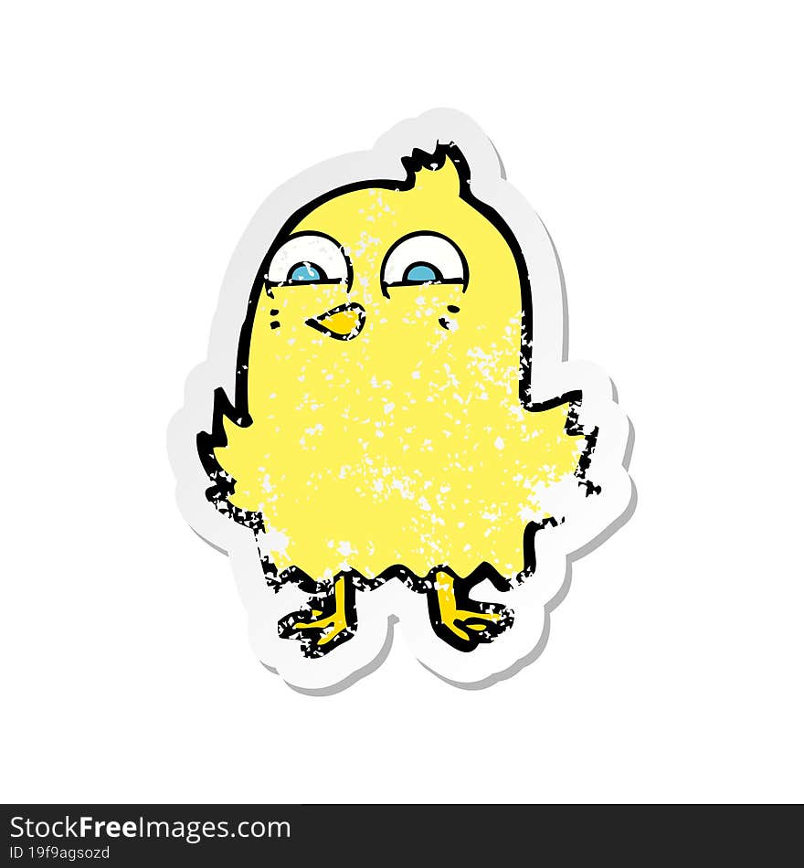 retro distressed sticker of a funny cartoon bird