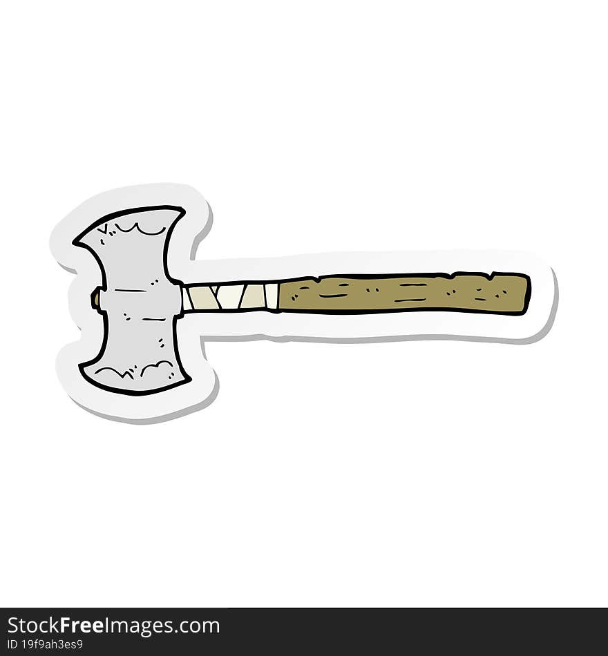 sticker of a cartoon double sided axe