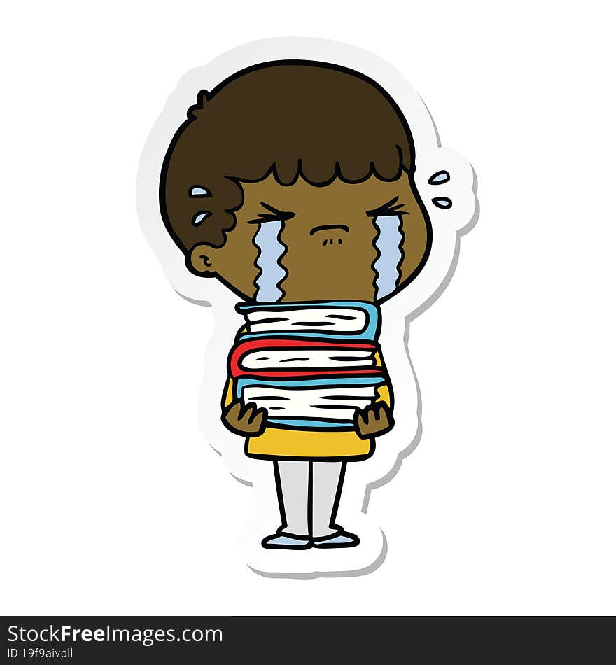 sticker of a cartoon man crying