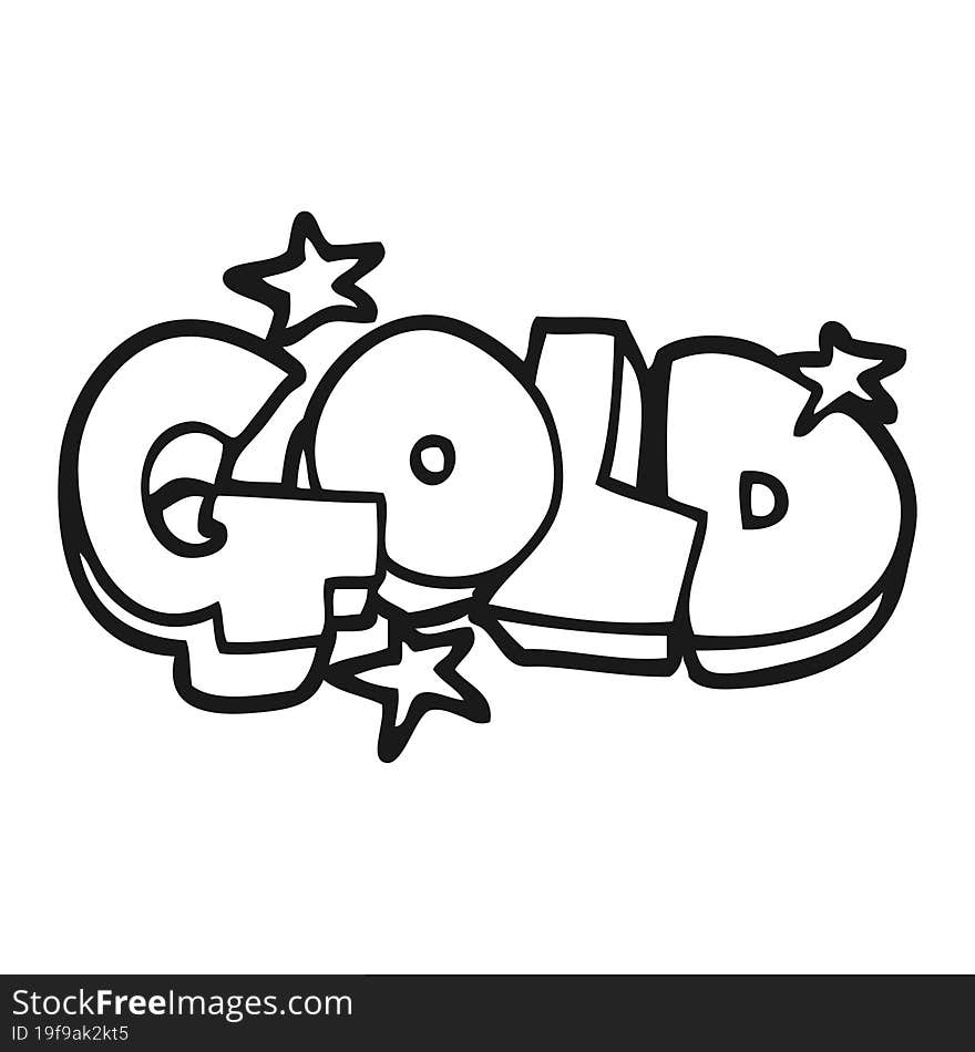 Black And White Cartoon Word Gold