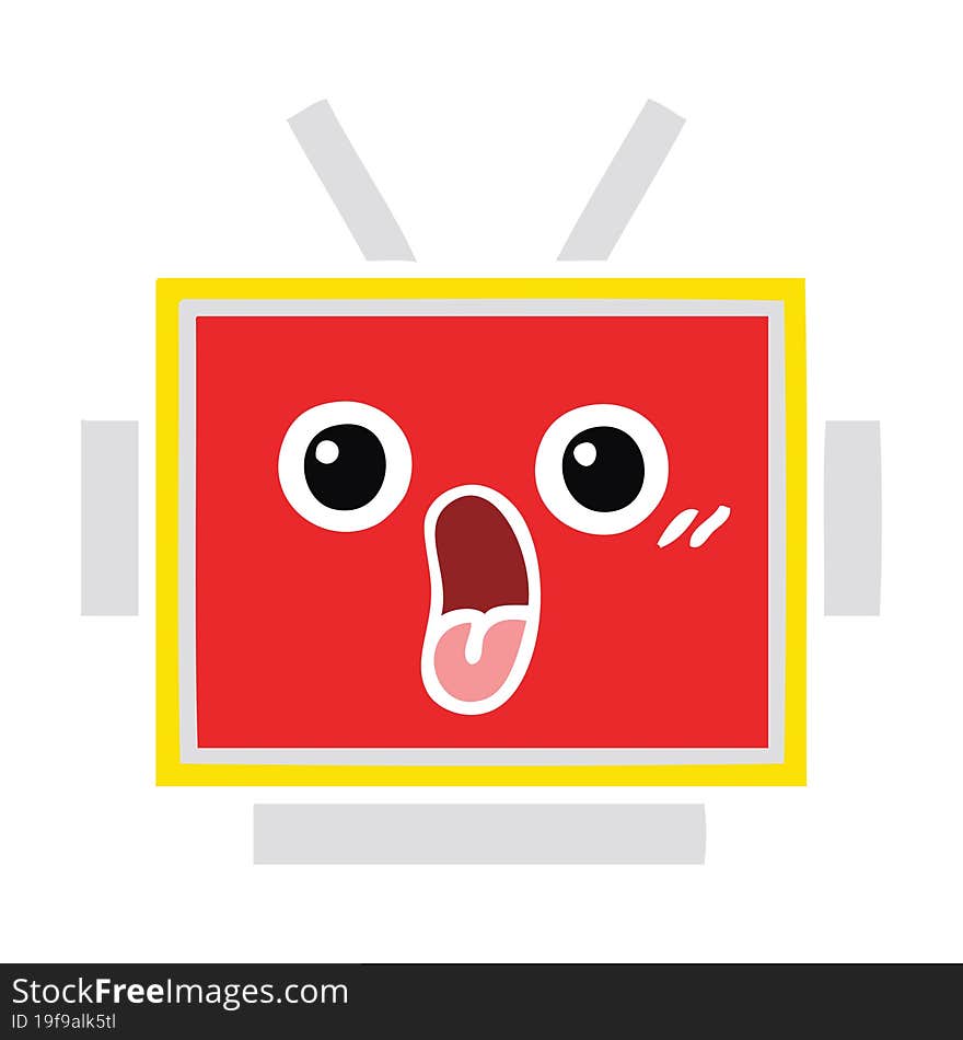 flat color retro cartoon robot head