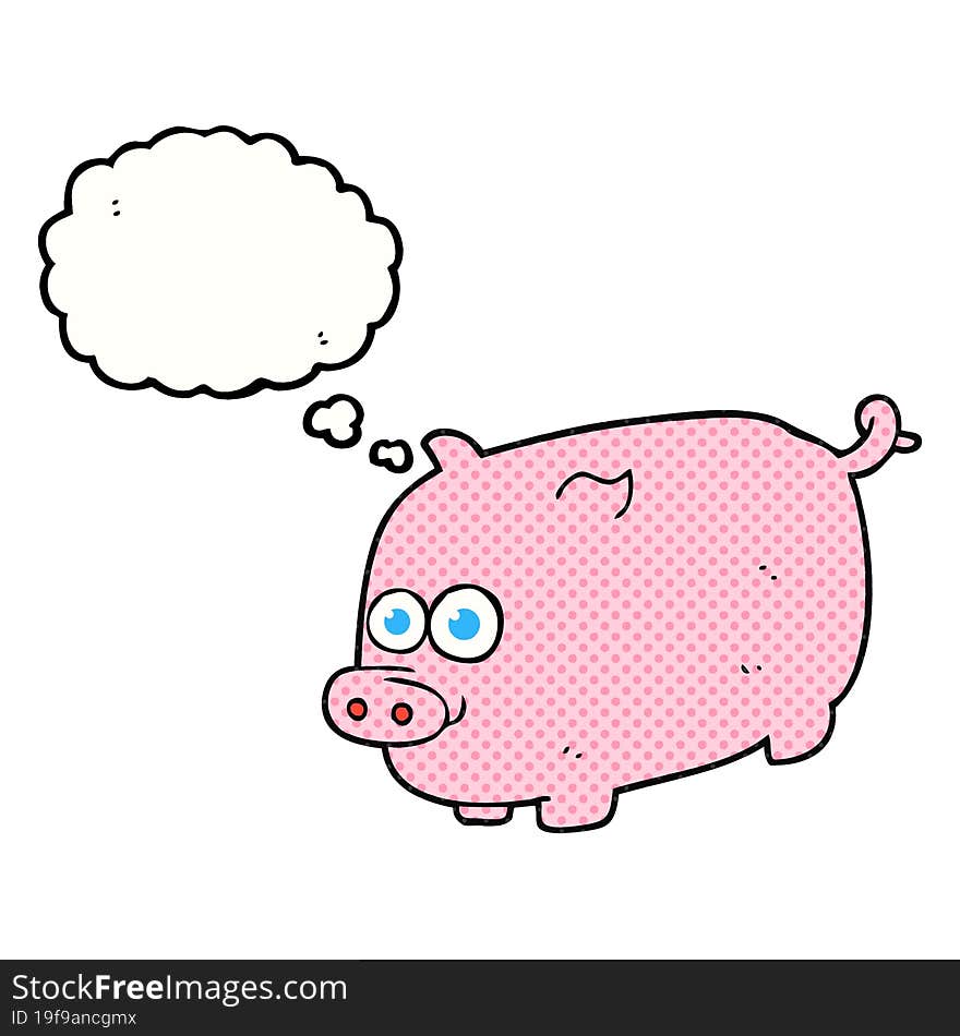 freehand drawn thought bubble cartoon pig