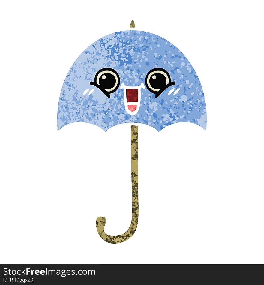 retro illustration style cartoon umbrella