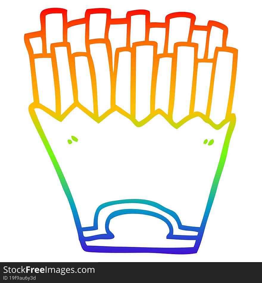 Rainbow Gradient Line Drawing Cartoon French Fries