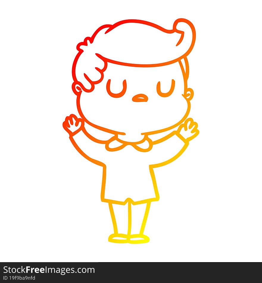 warm gradient line drawing of a cartoon aloof man