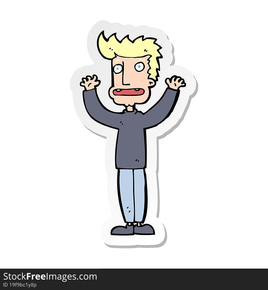 sticker of a cartoon stressed man