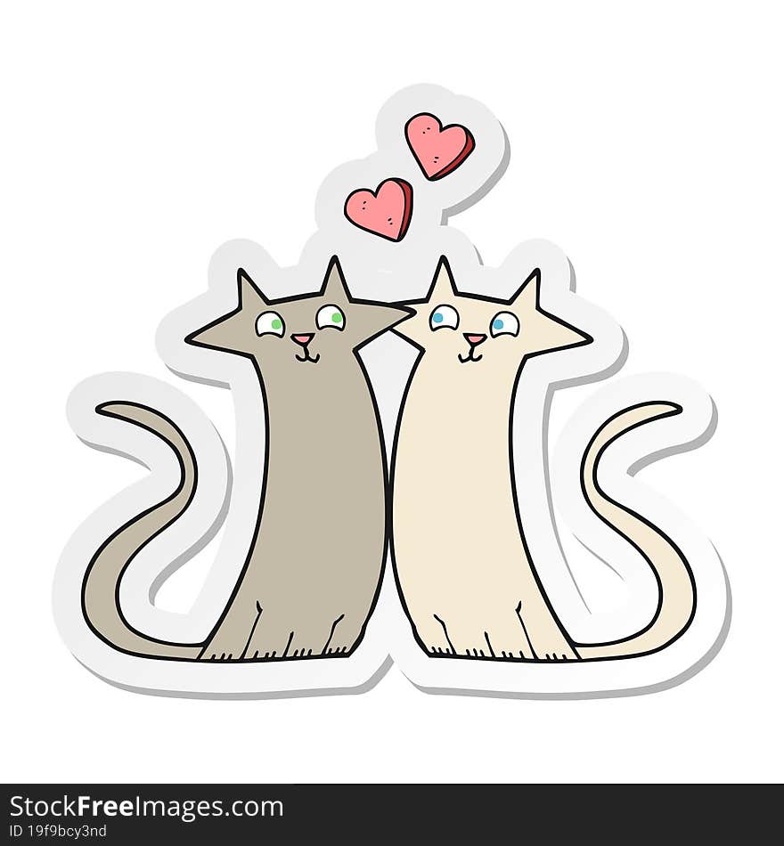 sticker of a cartoon cats in love