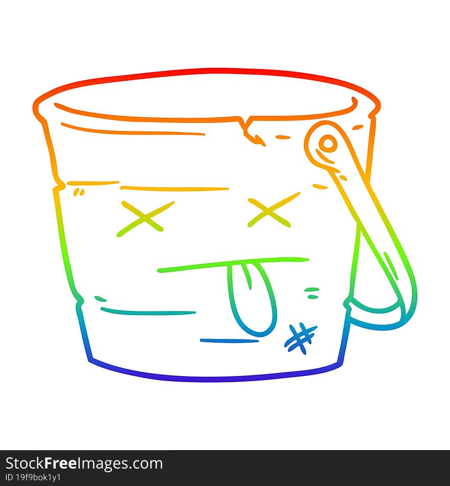 rainbow gradient line drawing kicked the bucket cartoon