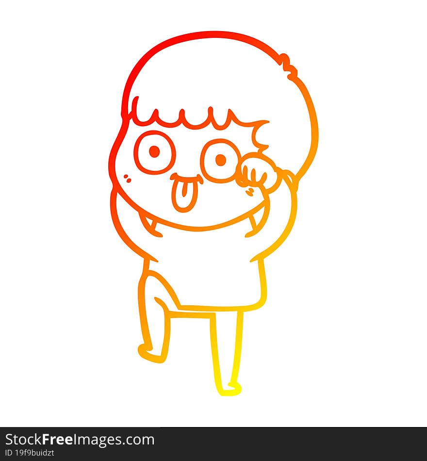 warm gradient line drawing cartoon man staring