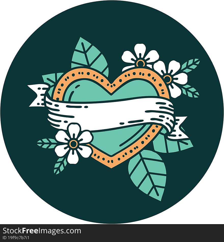 Tattoo Style Icon Of A Heart And Banner