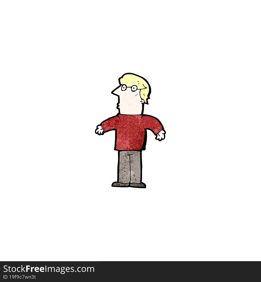 Cartoon Blond Man Shrugging Shoulders