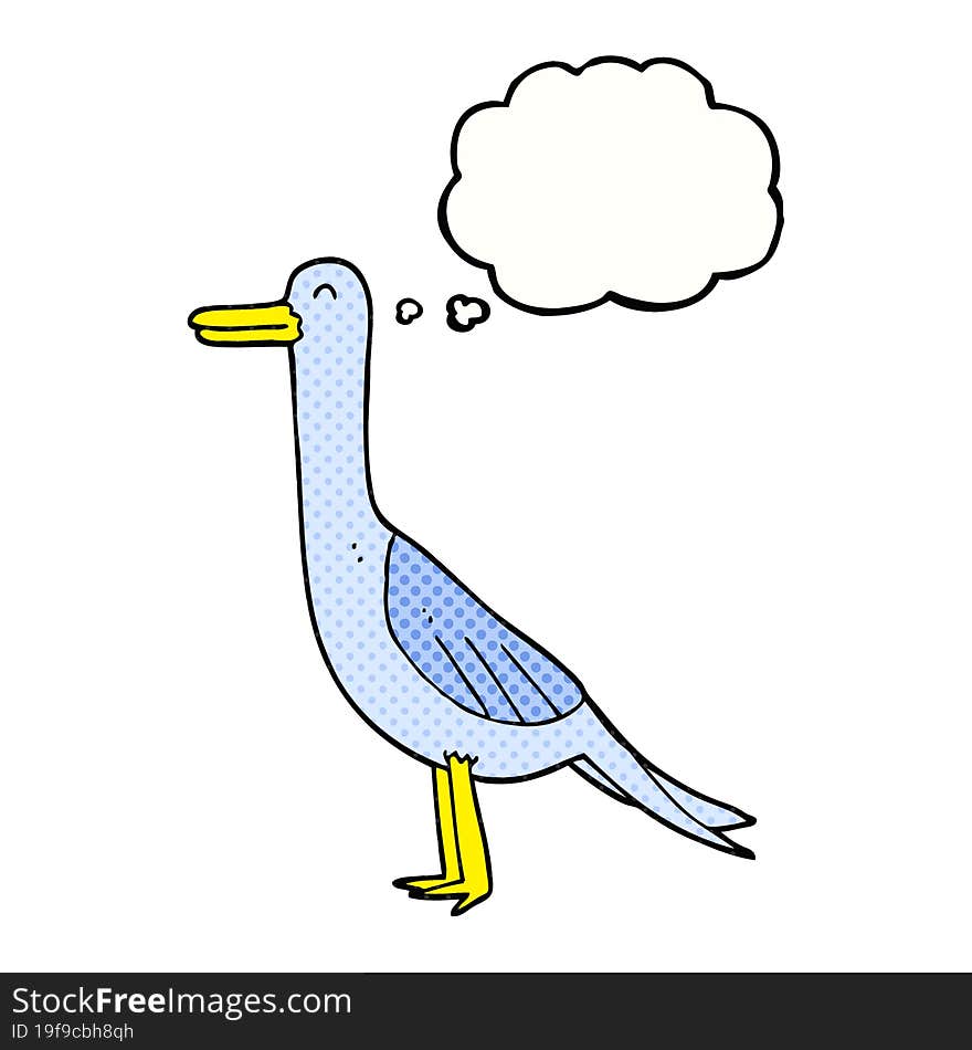 freehand drawn thought bubble cartoon bird