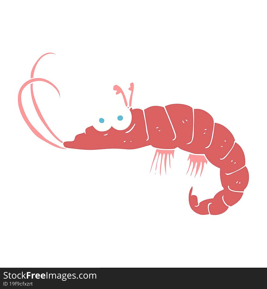 flat color illustration of shrimp. flat color illustration of shrimp