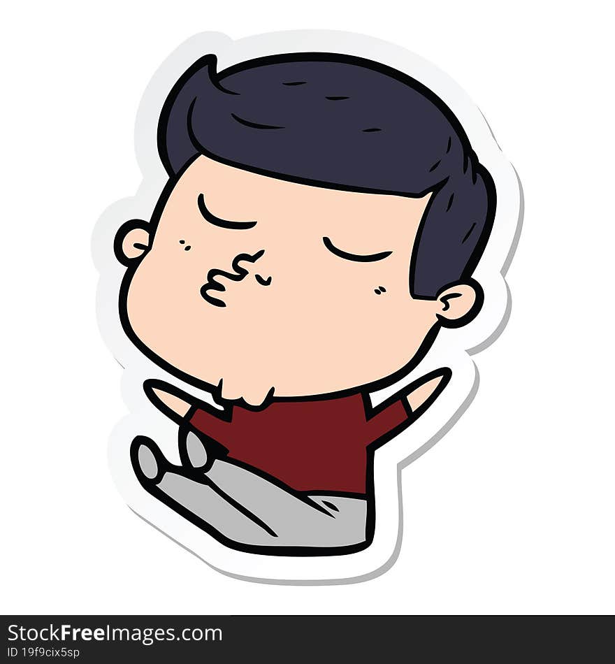 Sticker Of A Cartoon Model Guy Pouting