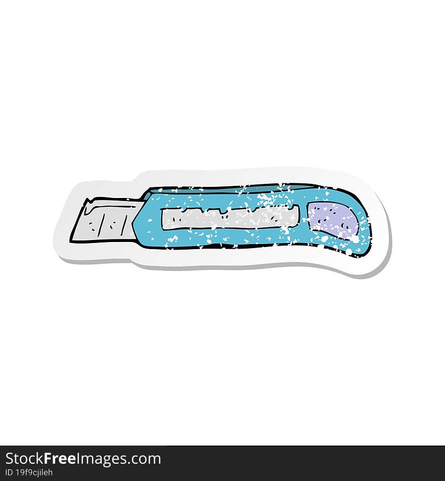 retro distressed sticker of a cartoon knife