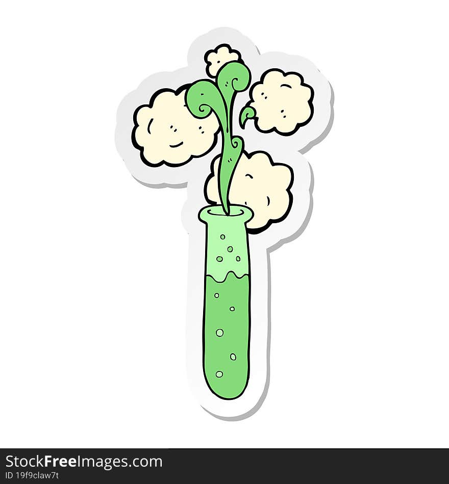 sticker of a cartoon science test tube