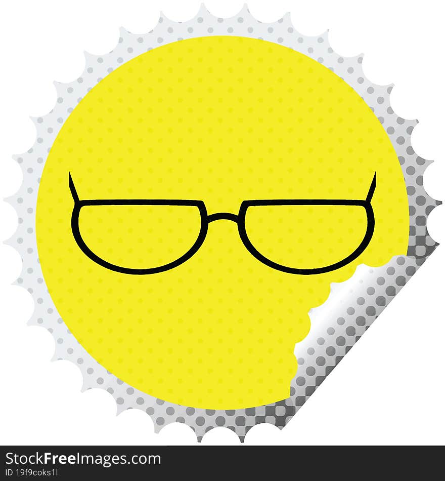 spectacles round sticker stamp