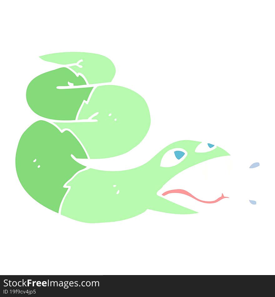 flat color illustration cartoon hissing snake