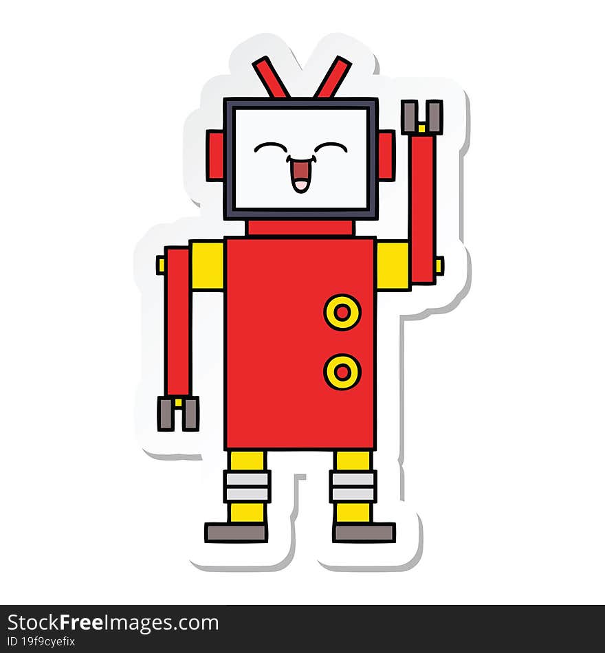 sticker of a cute cartoon robot