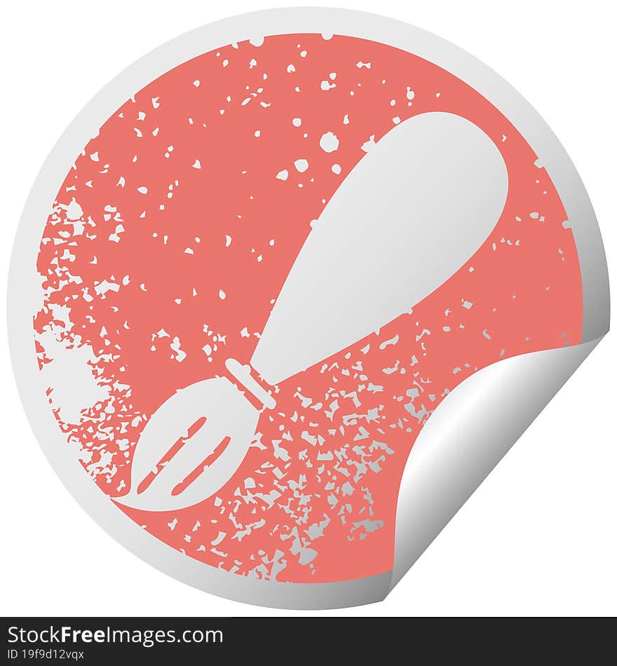 distressed circular peeling sticker symbol paint brush