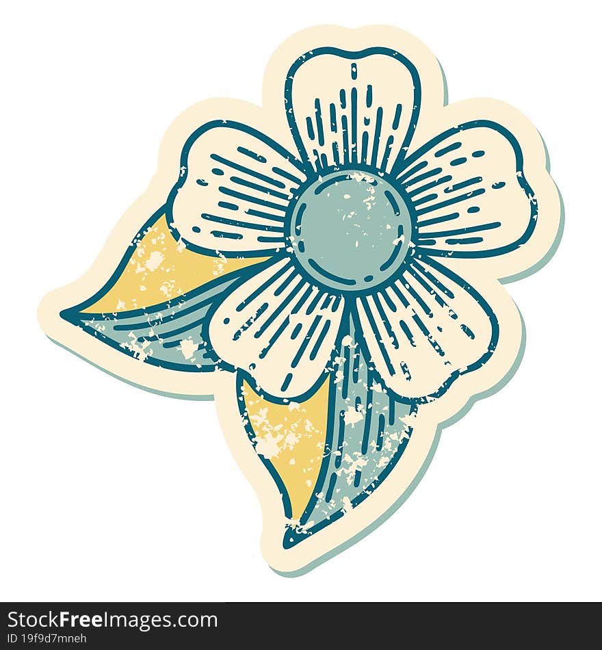 iconic distressed sticker tattoo style image of a flower. iconic distressed sticker tattoo style image of a flower