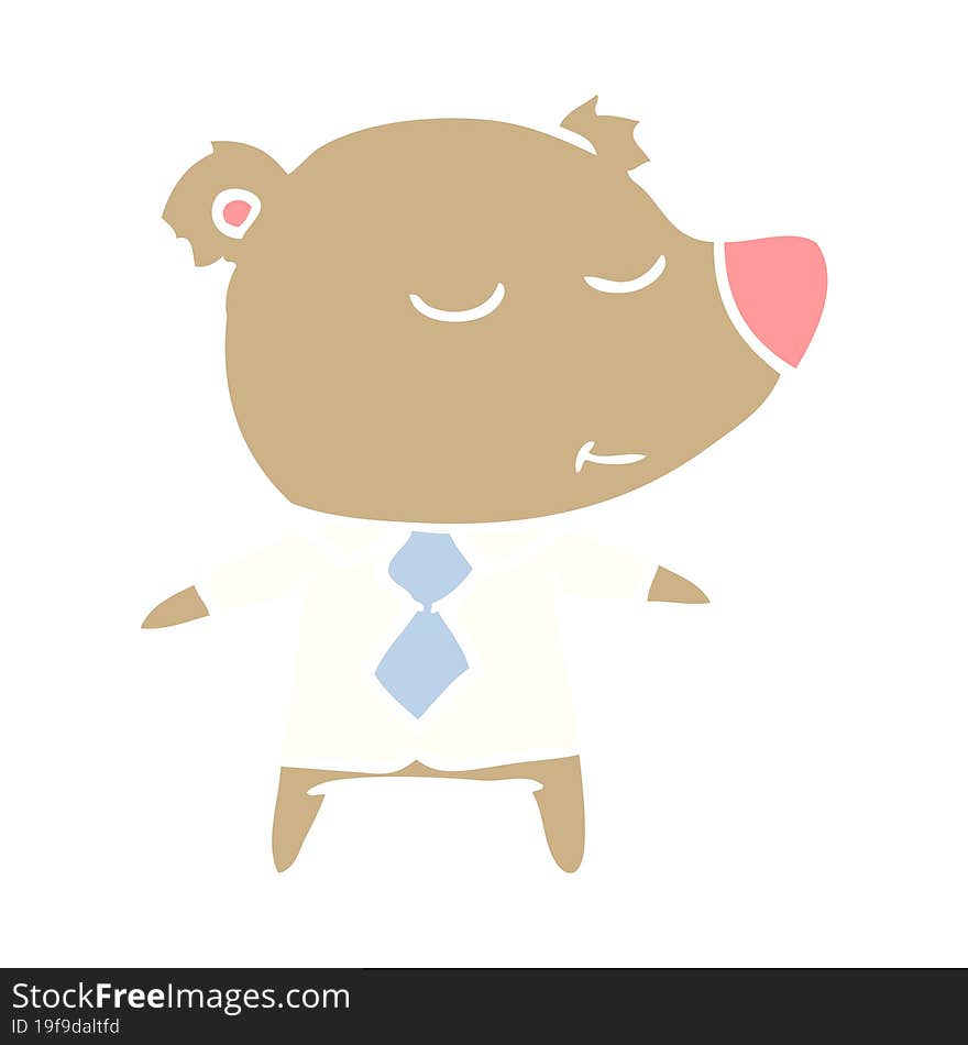 happy flat color style cartoon bear wearing shirt