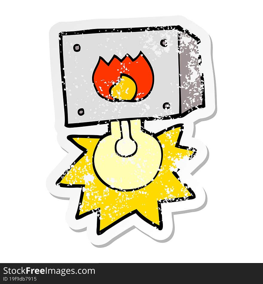 Distressed Sticker Of A Cartoon Flashing Fire Warning Light