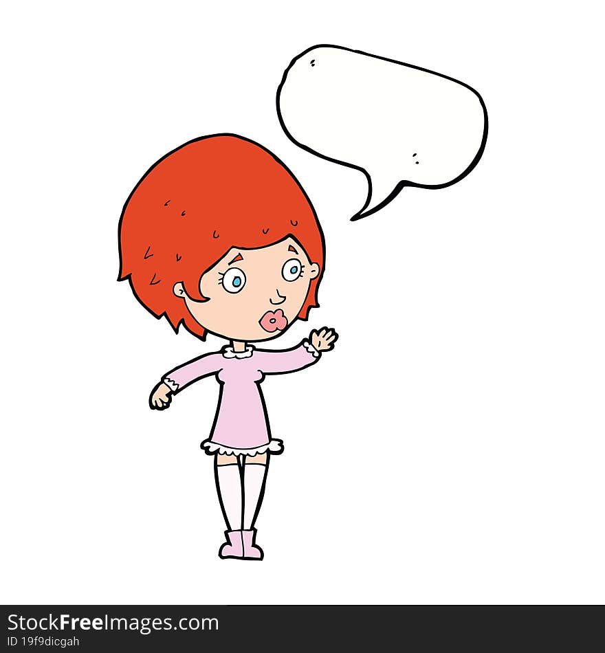 cartoon pretty woman with speech bubble