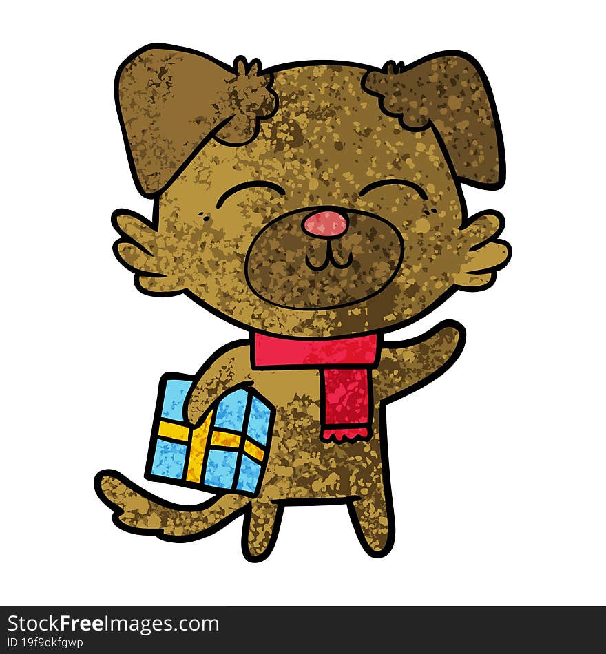 cartoon dog ready for xmas. cartoon dog ready for xmas