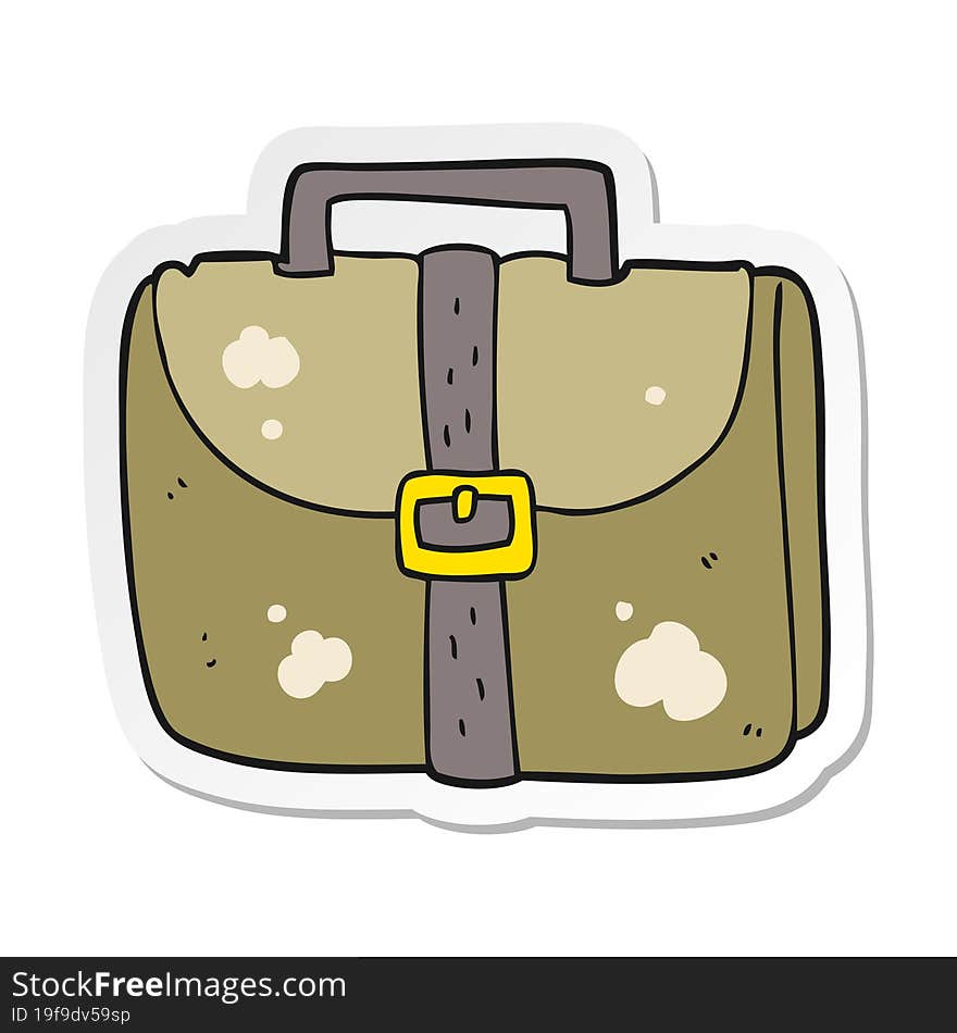 sticker of a cartoon old work bag