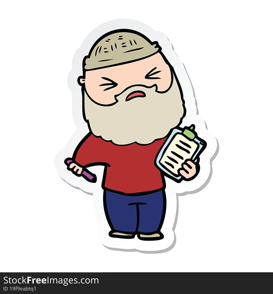 sticker of a cartoon man with beard