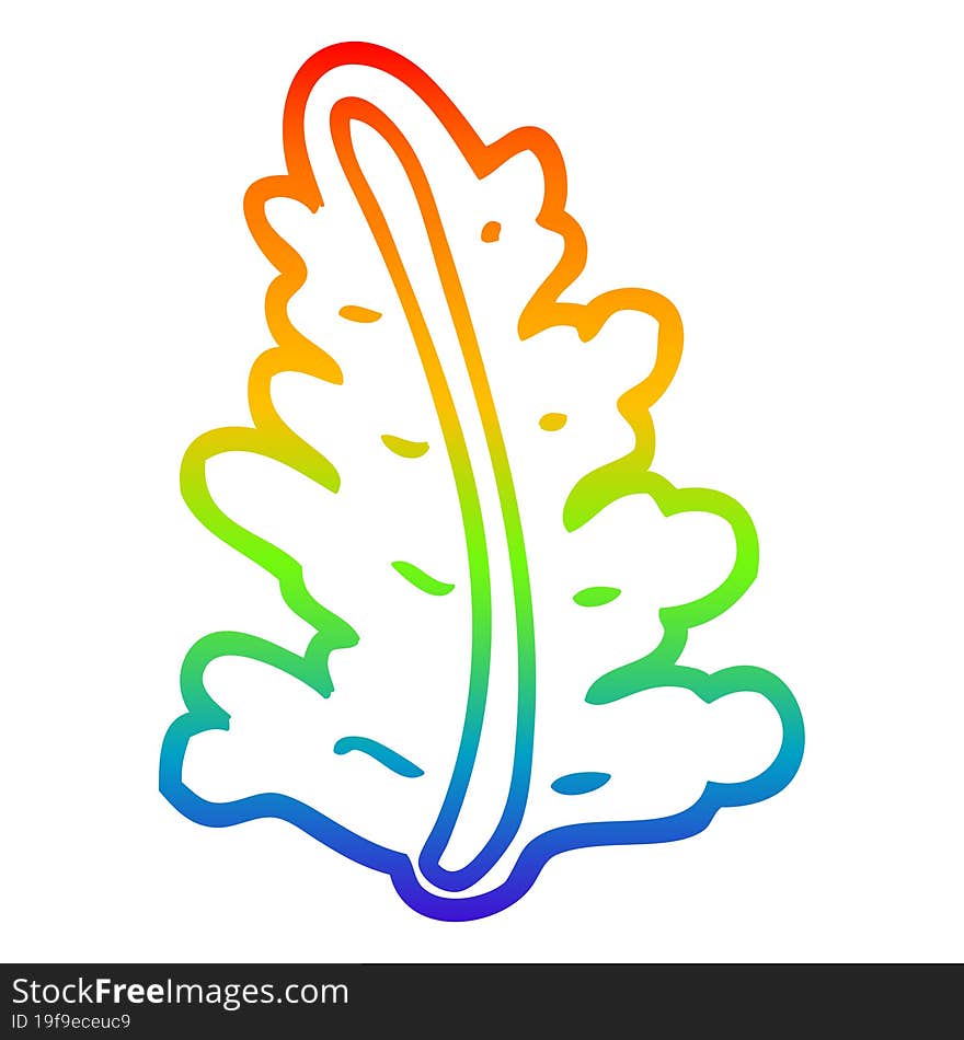 rainbow gradient line drawing cartoon leaf